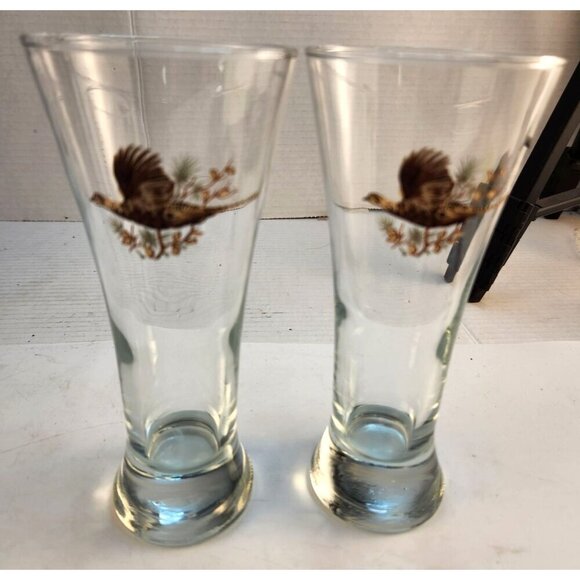 Vintage Pheasant Wildlife Tall Pilsner Drinking Glasses Tumblers Set Of 2, 7x3 i - Picture 5 of 9